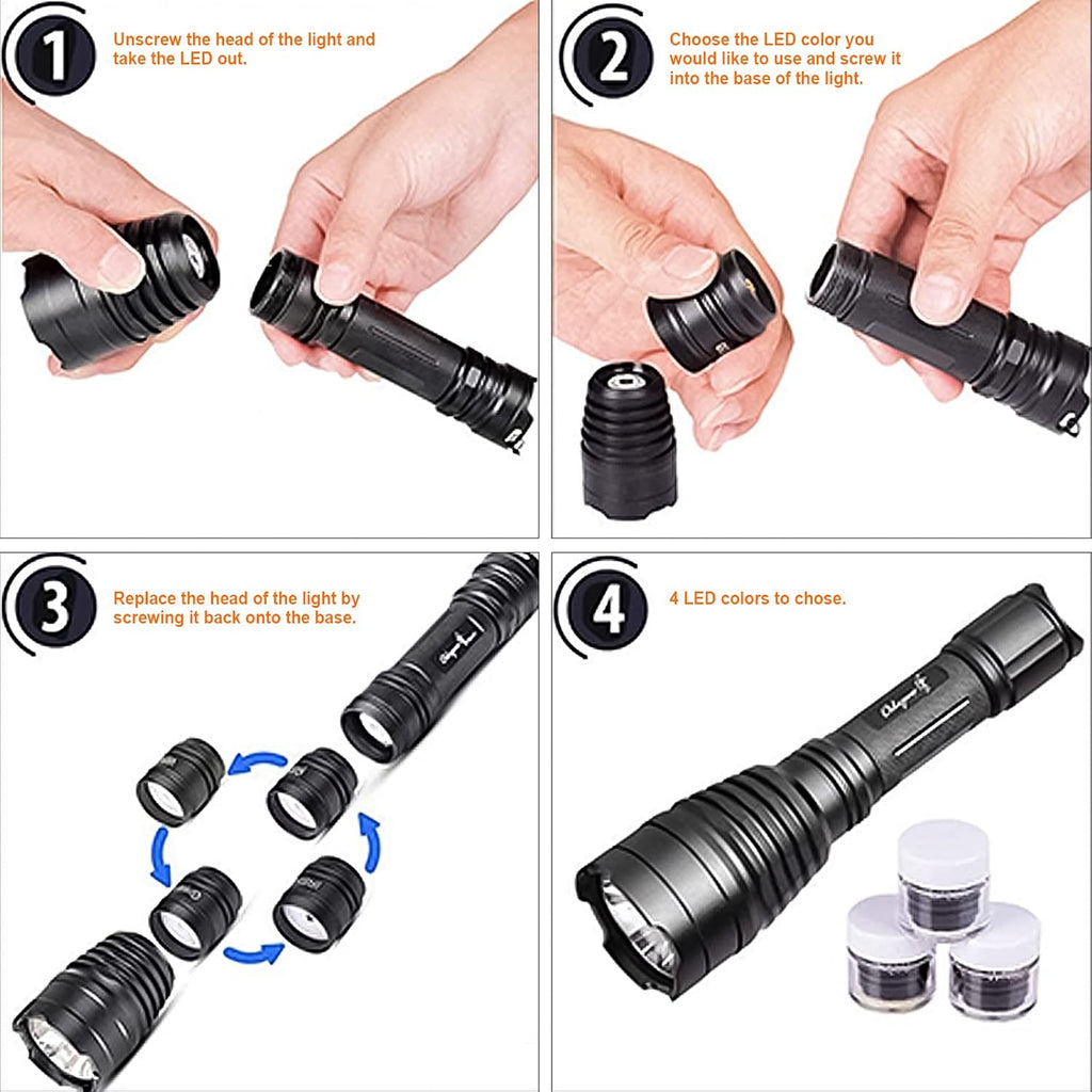 Hunting Flashlight Kit with Interchangeable LED Modules and Remote Pressure Switch H881487