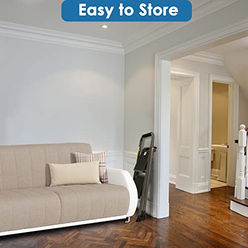 Grey Lightweight Folding Step Stool with Anti-Slip Pedal R5481