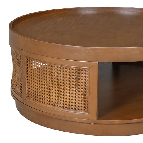 Brown Round PE Rattan Coffee Table L39553