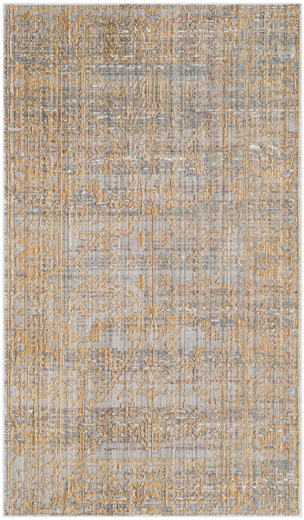 Grey/Gold Polyester Area Rug 3' x 5' S48060