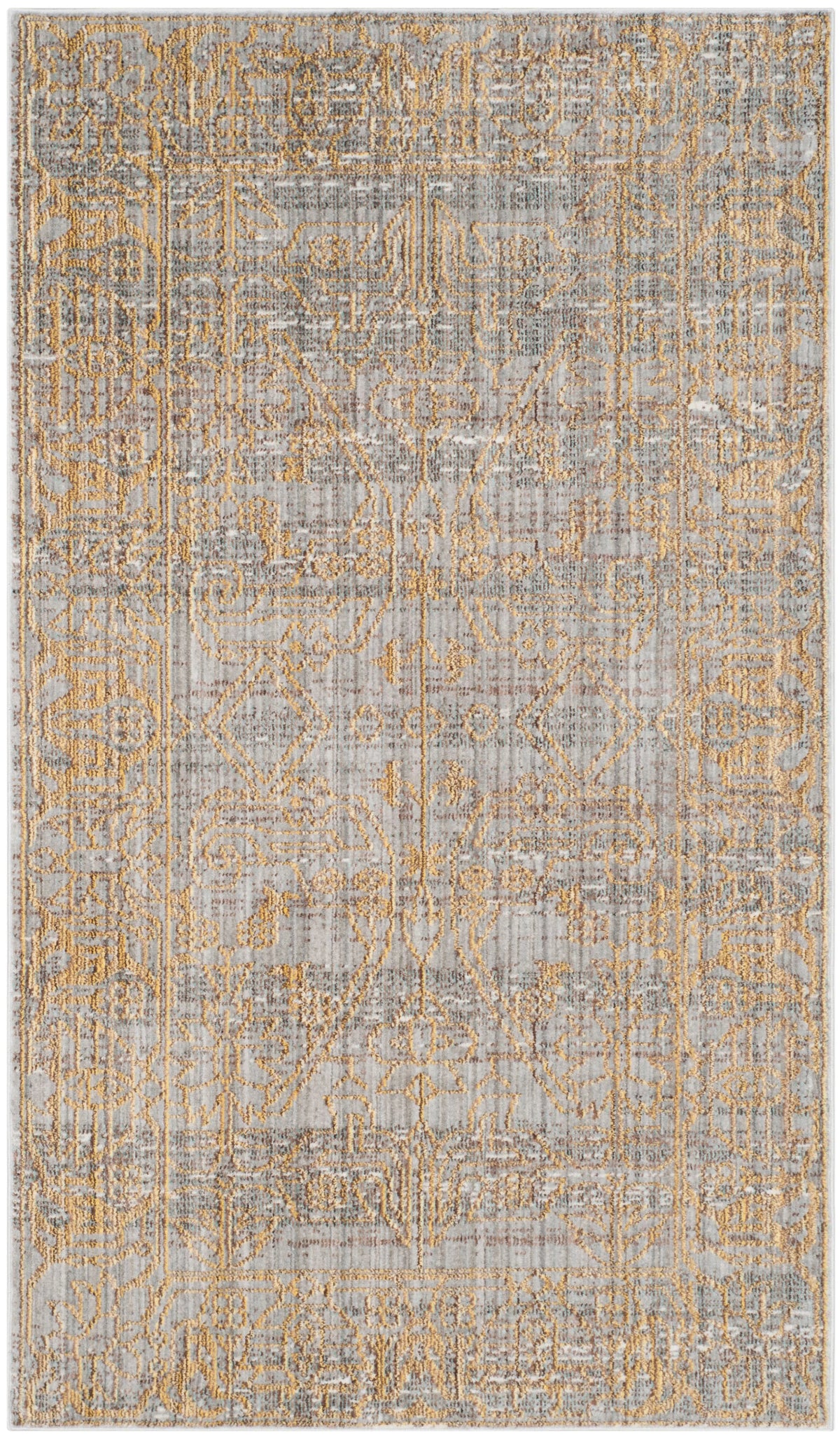 Grey/Gold Polyester Area Rug 3' x 5' S48060