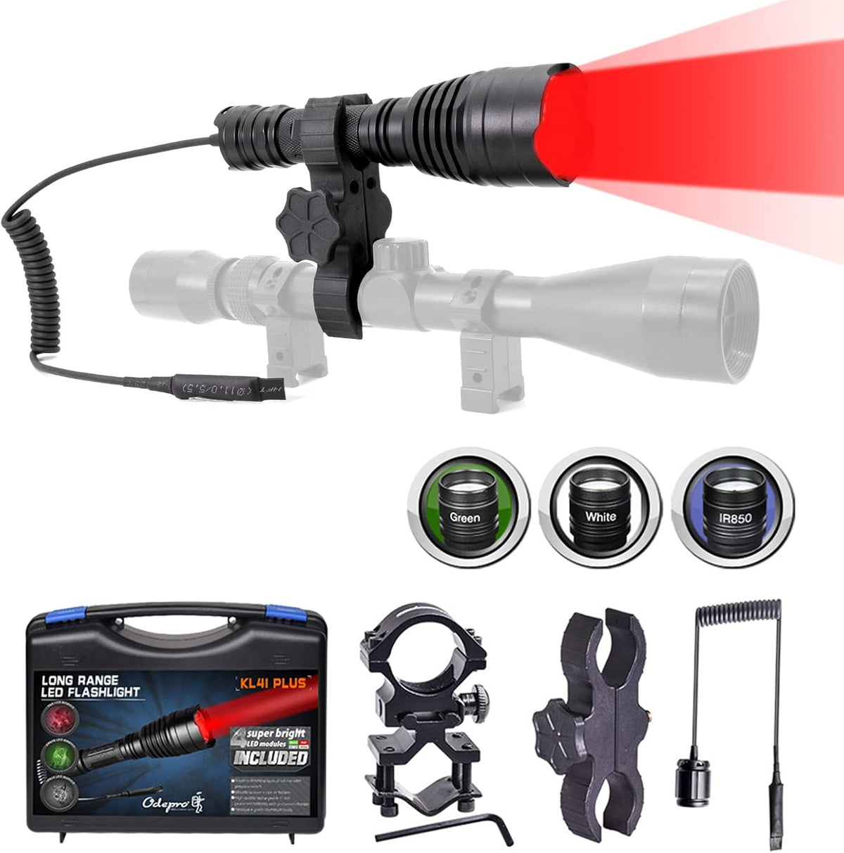 Hunting Flashlight Kit with Interchangeable LED Modules and Remote Pressure Switch H881487