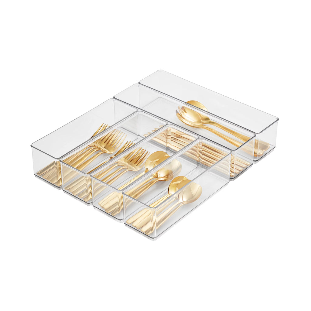6-Piece Clear Plastic Kitchen Drawer Storage System W13765