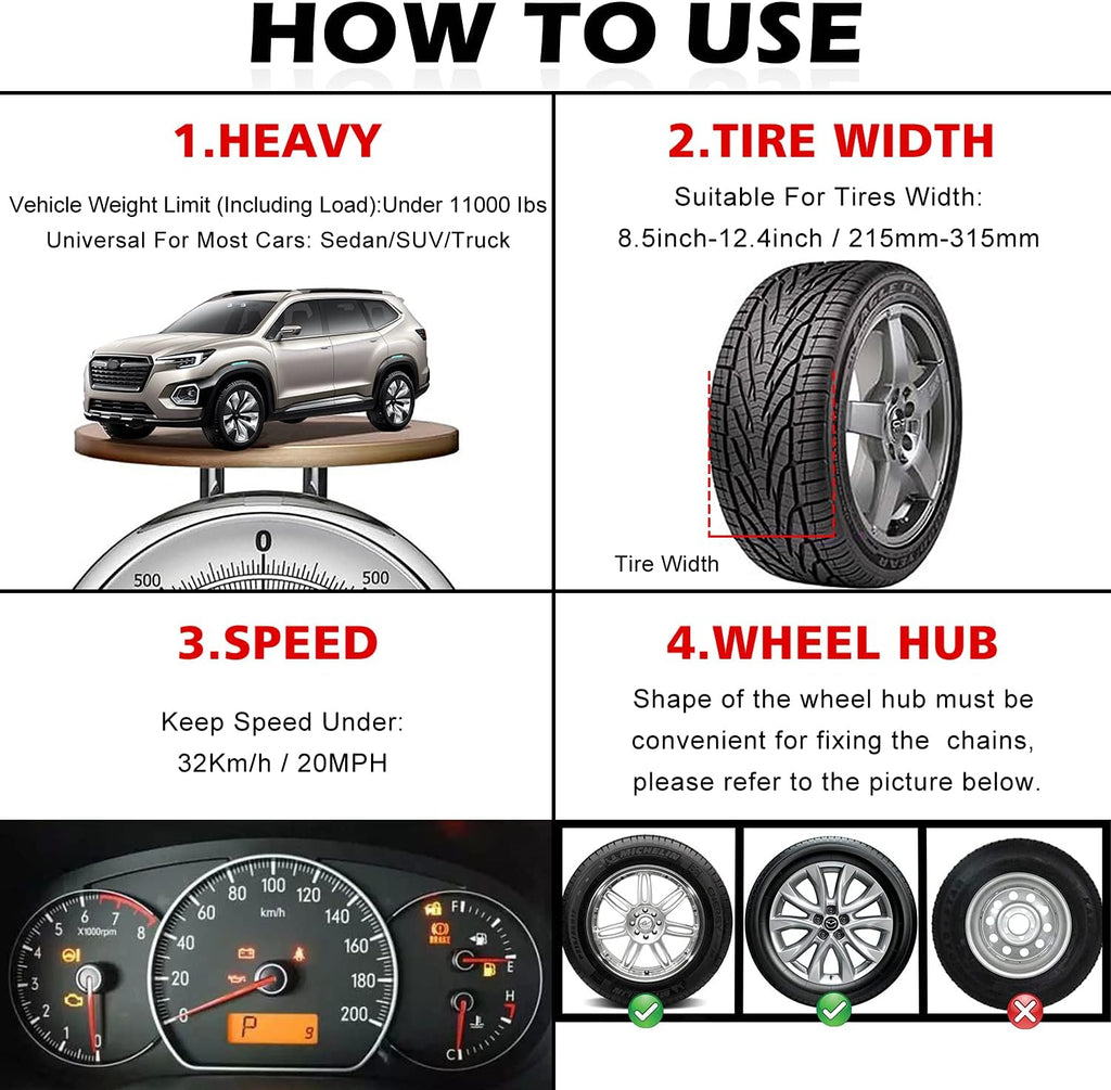Tire Chains 6 PCS Adjustable Lock Y1391