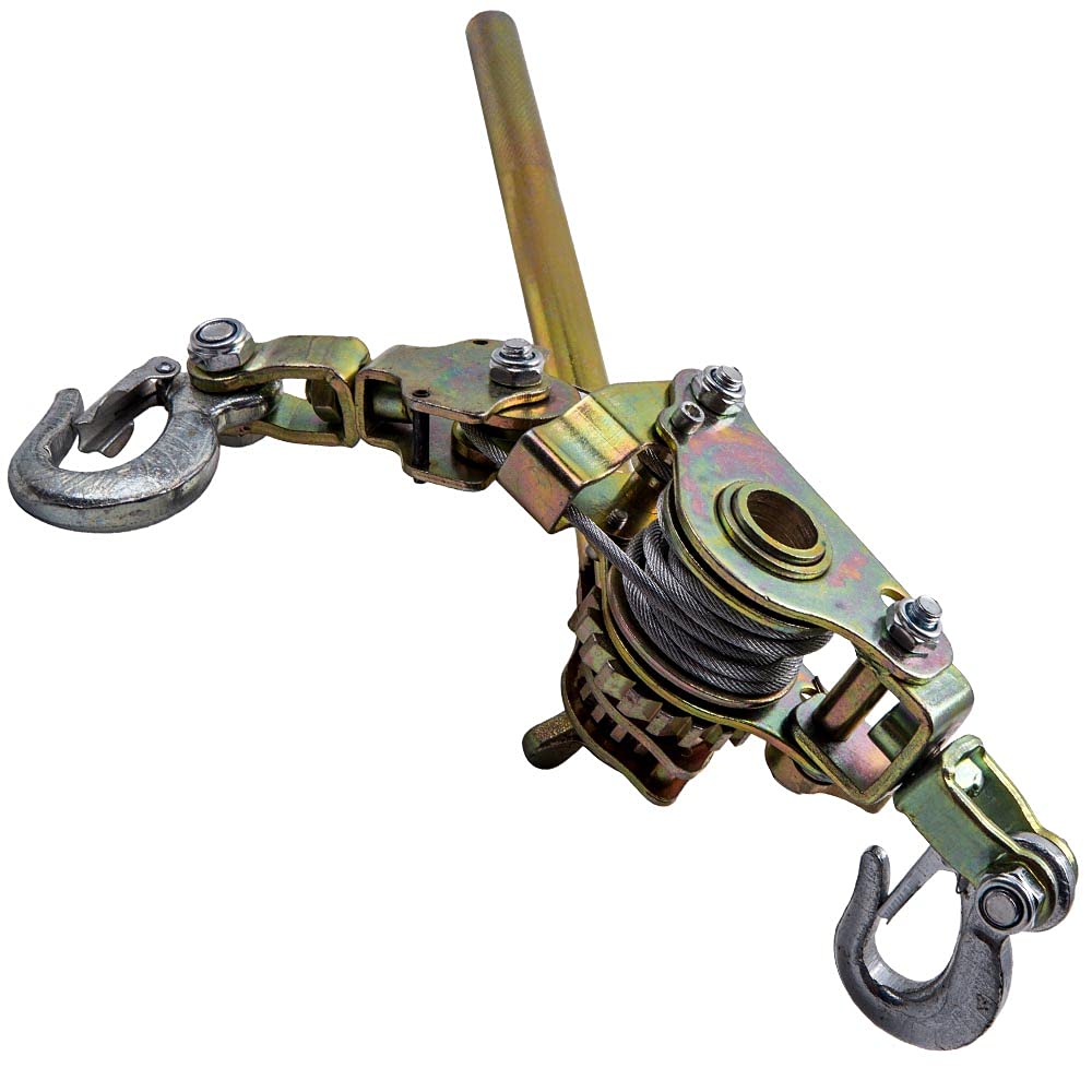 2 Ton Heavy Duty Hand Puller with Cable Rope Hooks 4400LB Metal Gear Pack of 2 P7576