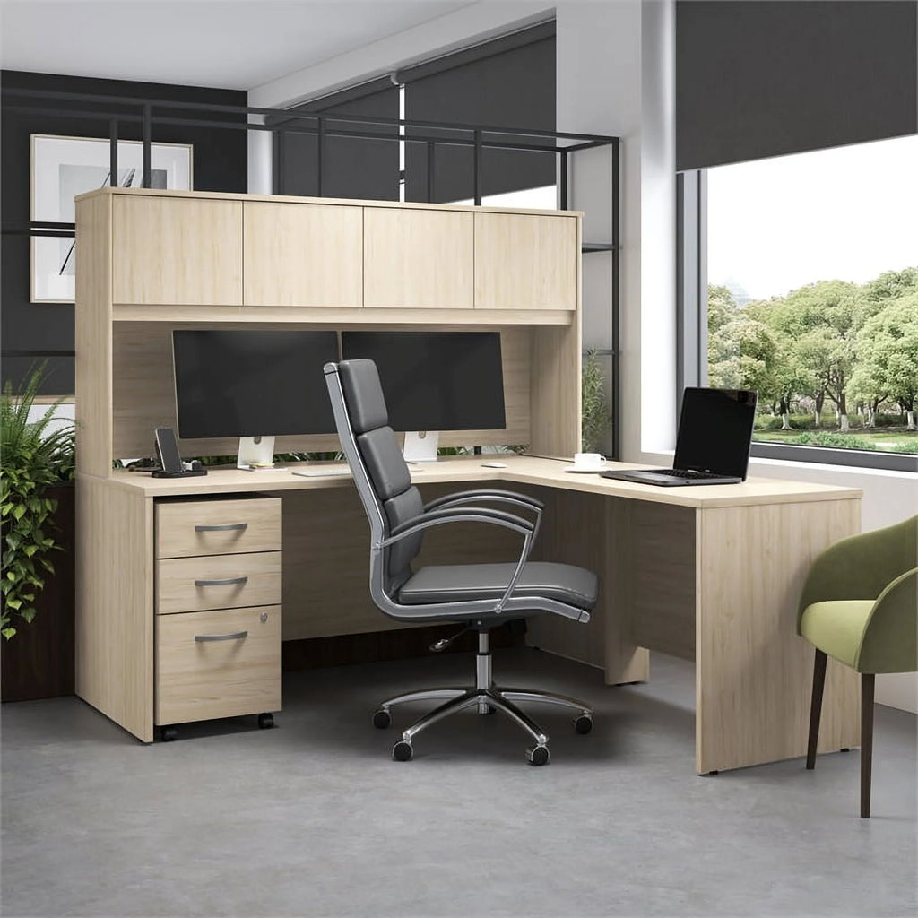 L Shaped Desk with Hutch & Drawers Q17748