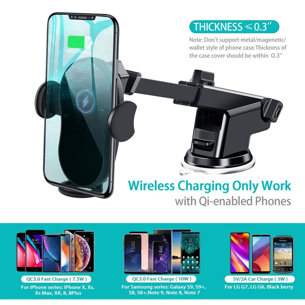 Wireless Car Charger Mount for iPhone 14/13/12/11/X/8 Series Q1723