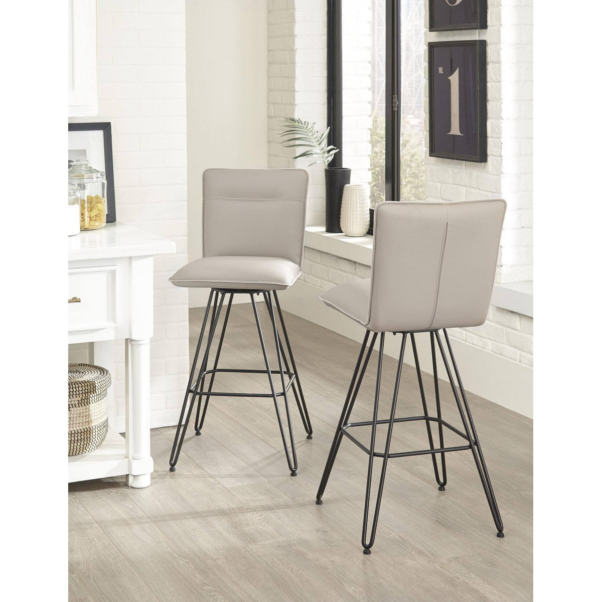 Taupe Swivel Bar Stool - Set of 2 Y34644