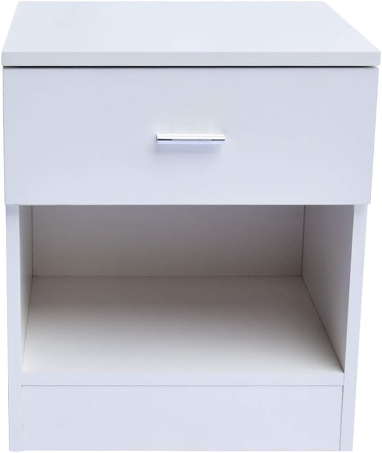 White 1 Drawer Nightstand D9049