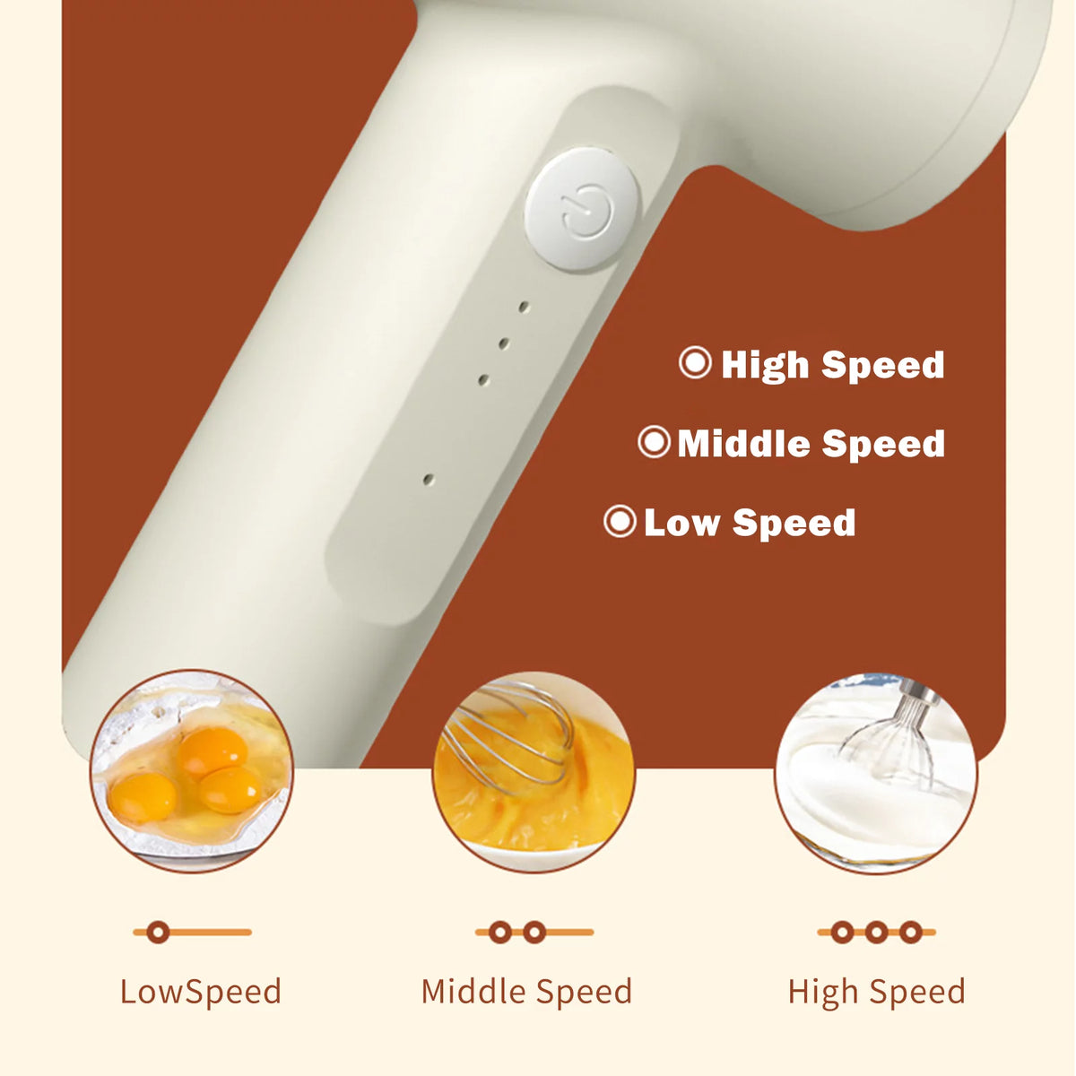 Wireless Handheld Electric Egg Beater with 3 Speeds L391744