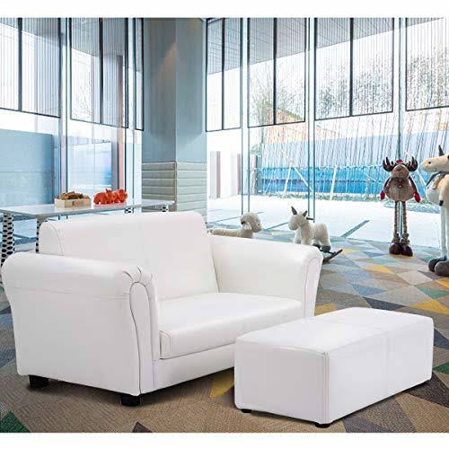 Black/White Kids Double Sofa with Ottoman U480