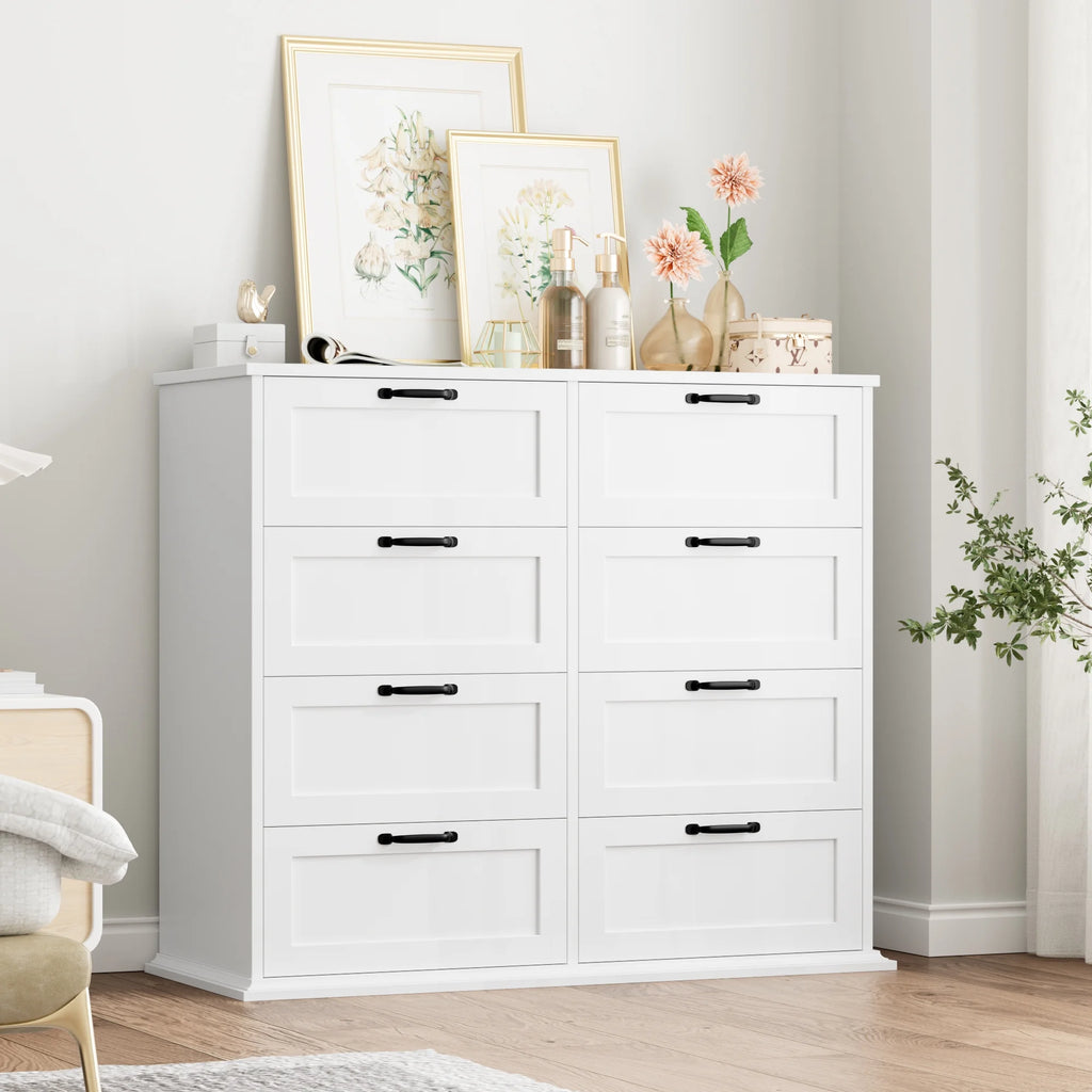 White 8 Drawer Wood Dresser X6054