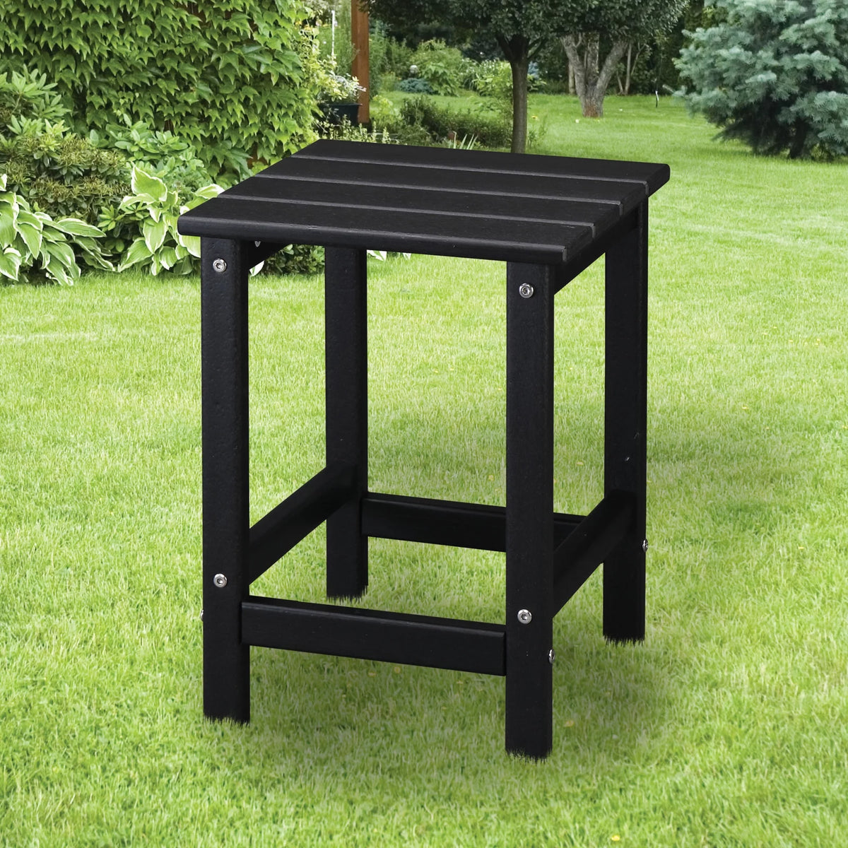 Black HDPE Weather Resistant Square Side Table U3533