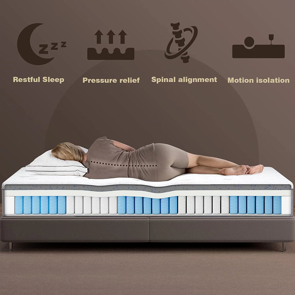 Queen 8 inch Bamboo Charcoal Cooling Gel Memory Foam Hybrid Mattress Q15540