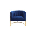 Navy Velvet Upholstered Barrel Chair W56021