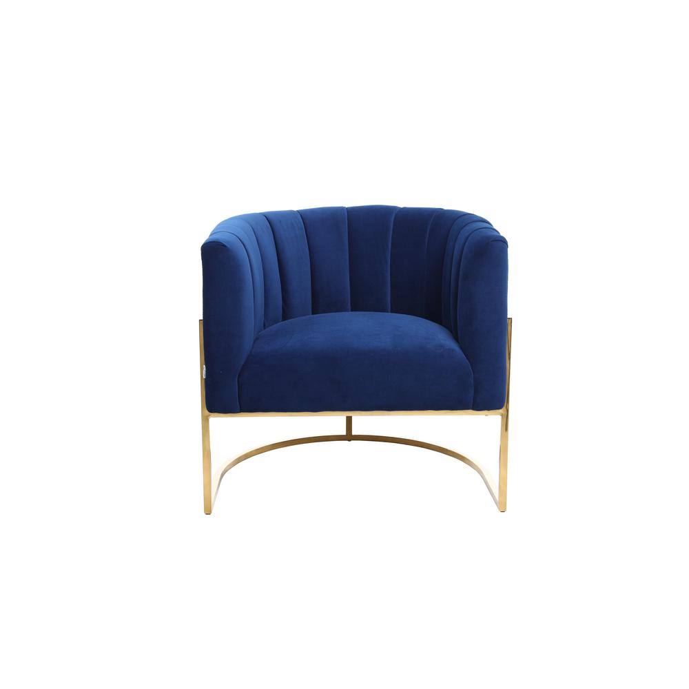 Navy Velvet Upholstered Barrel Chair W56021