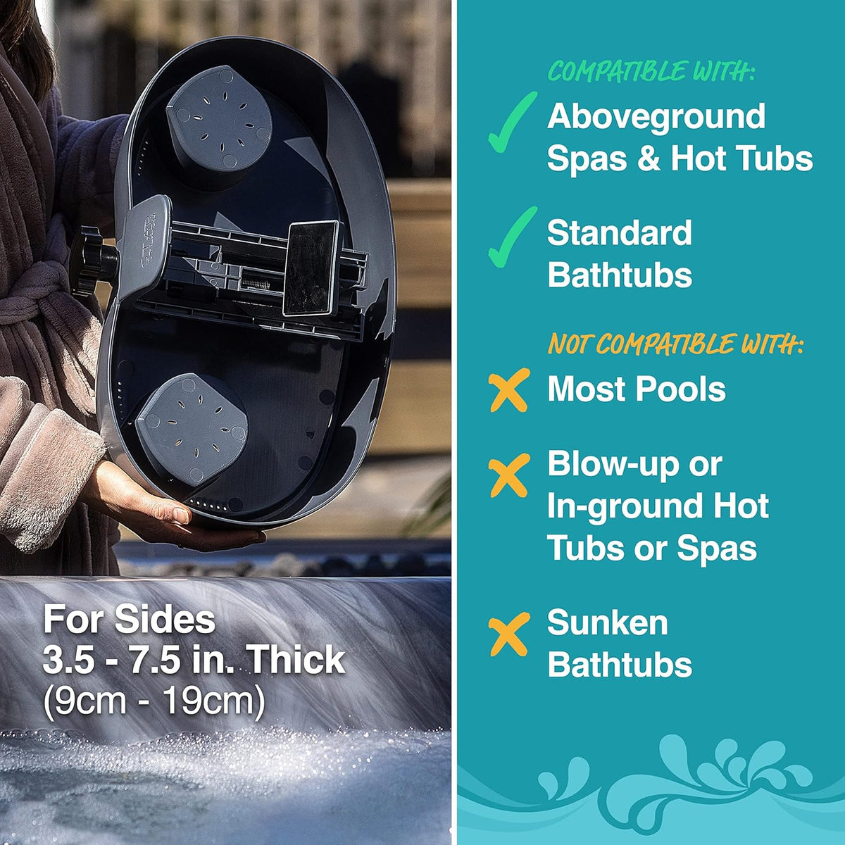Adjustable Hot Tub Table Tray with Cup Holders J365733