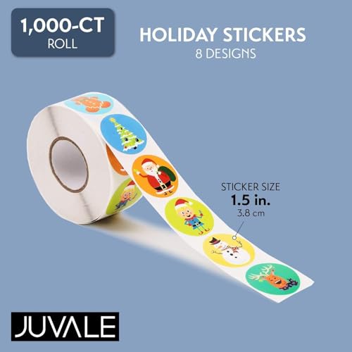 1,000-Piece Self-Adhesive Round Christmas Stickers A37915