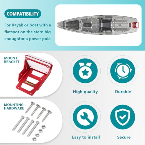 Heavy-Duty Aluminum Kayak Trolling Motor Mount (Black) K8506