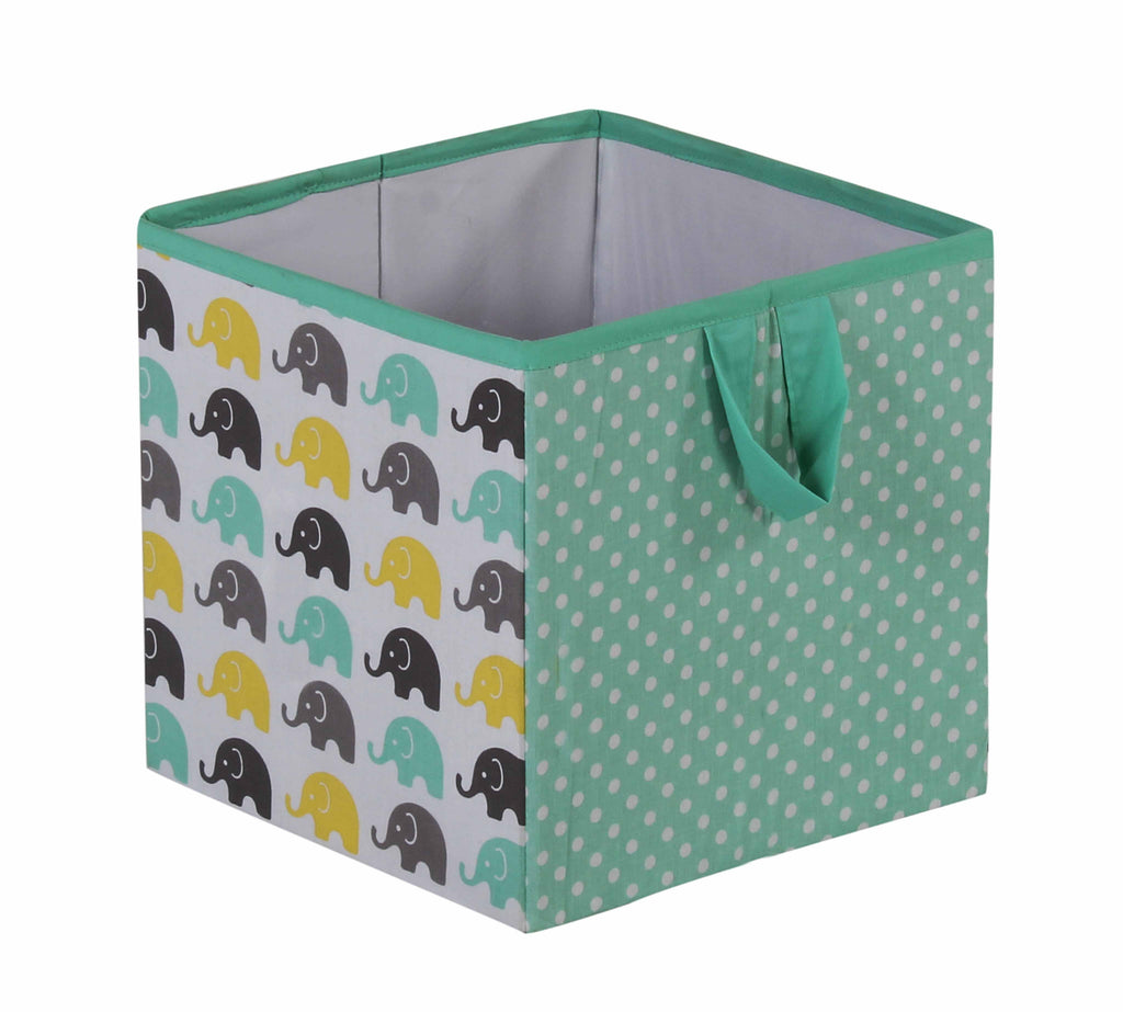 Mint/Yellow/Grey Hamper Cover with Wood Frame and Mesh Liner R474