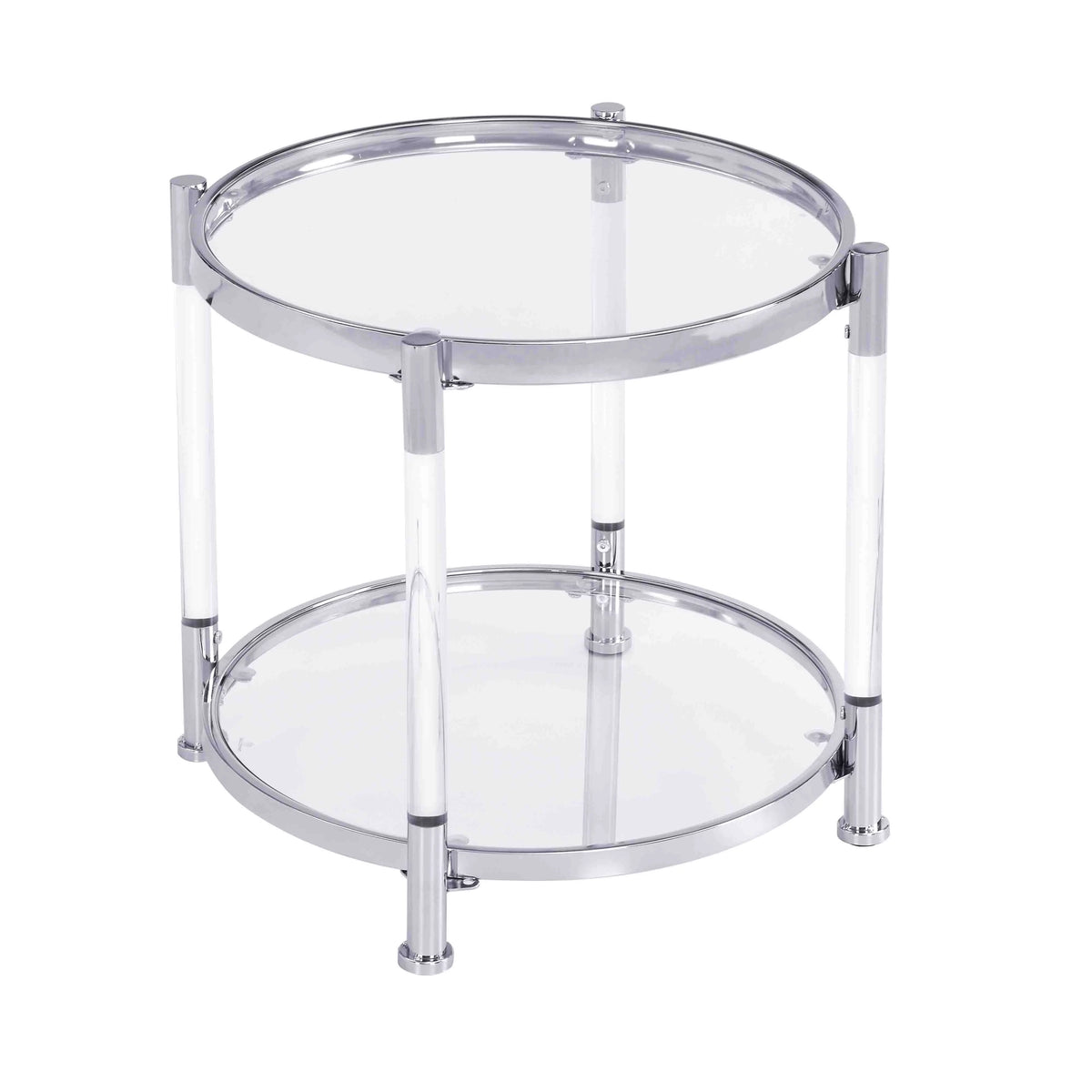 Contemporary Acrylic End Table with Tempered Glass Top B28939