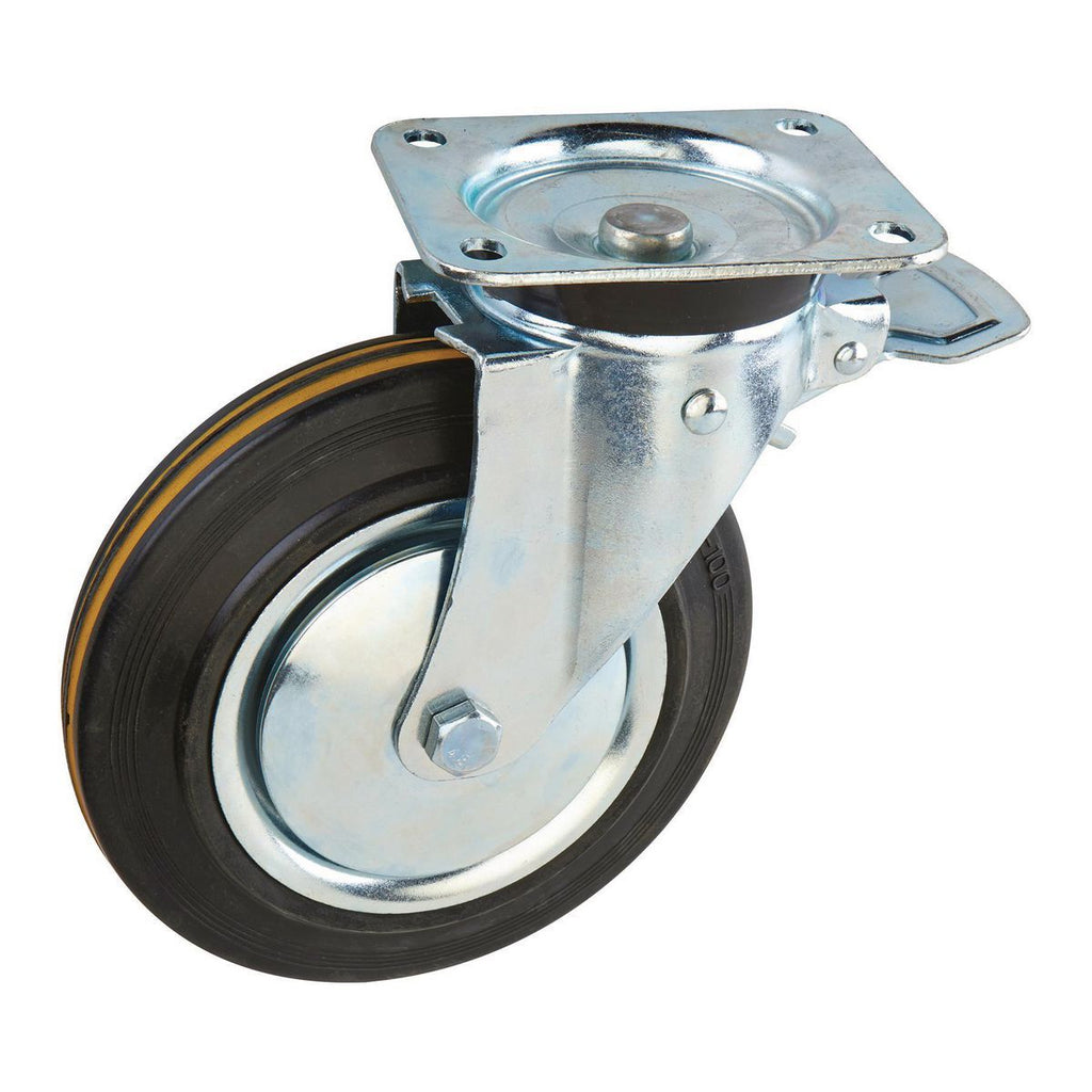 8 in. Cushioned Rubber Swivel Caster with Brake T849