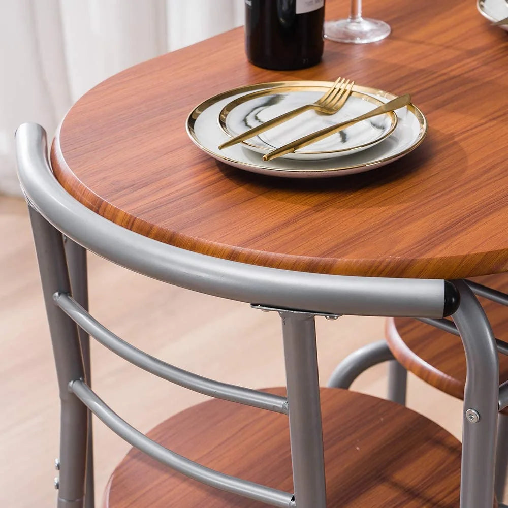 3 Piece Dining Set with Metal Frame (Brown) B8158