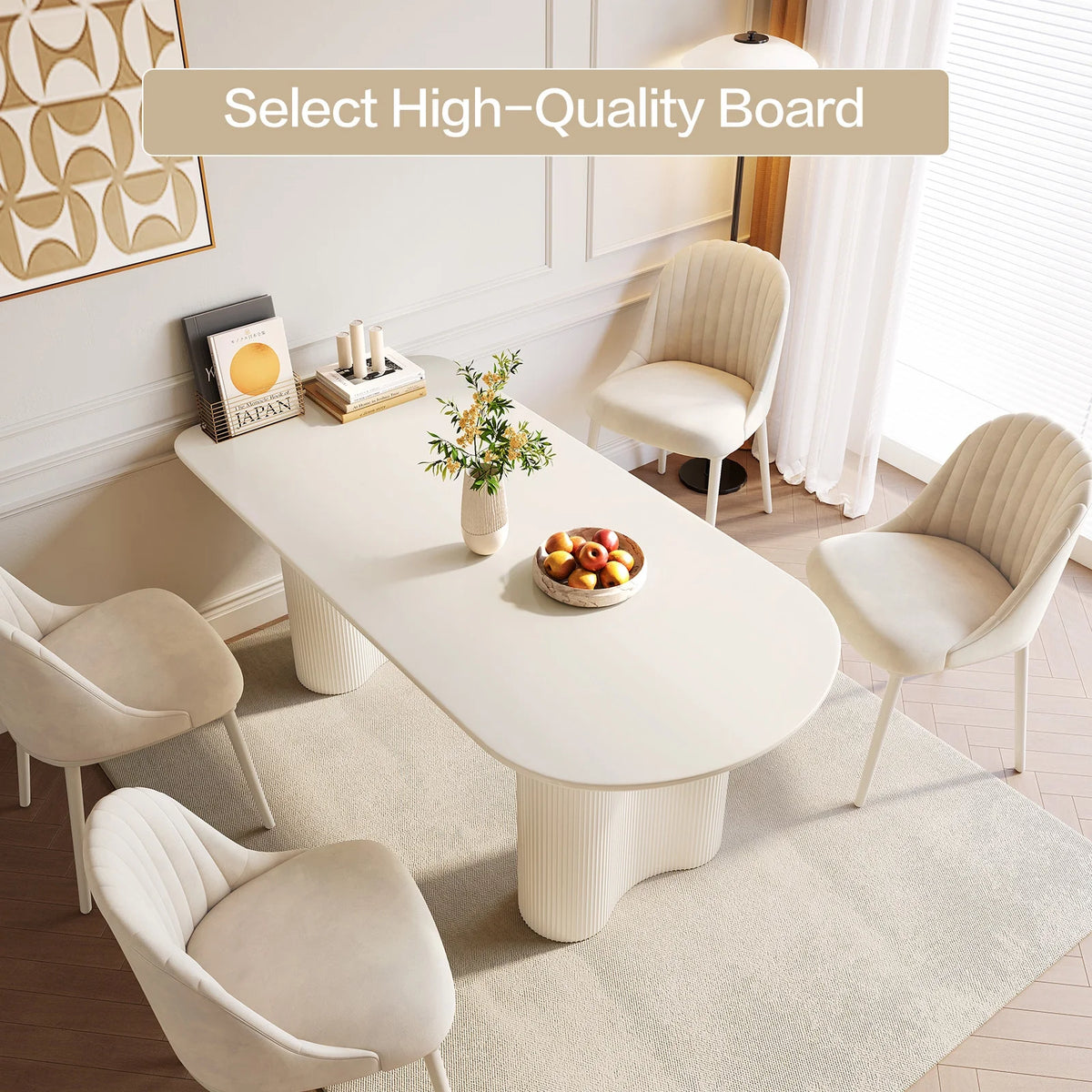 63'' Oval Dining Table Set of 7 with 6 Chairs J80944