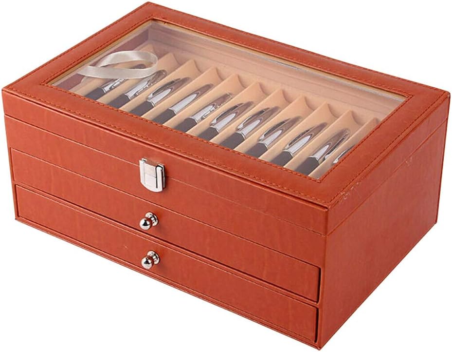 Black Leather Flannel 36 Piece Pen Display Box with Lid W820680