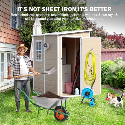 6x3 FT Waterproof Resin Outdoor Storage Shed with Floor and Double Lockable Doors R962