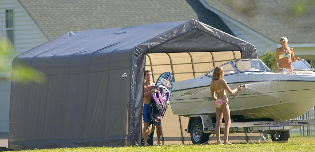 Grey 12'x24'x10' Peak Style Shelter V305