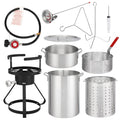 Black Round Iron Stove Frame, Silver Aluminum 30qt Turkey Pot 10qt Fish Pot Y4779