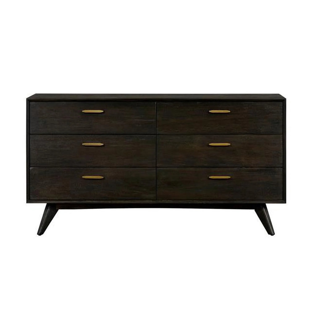 Brown Solid Wood Six Drawer Dresser G9154