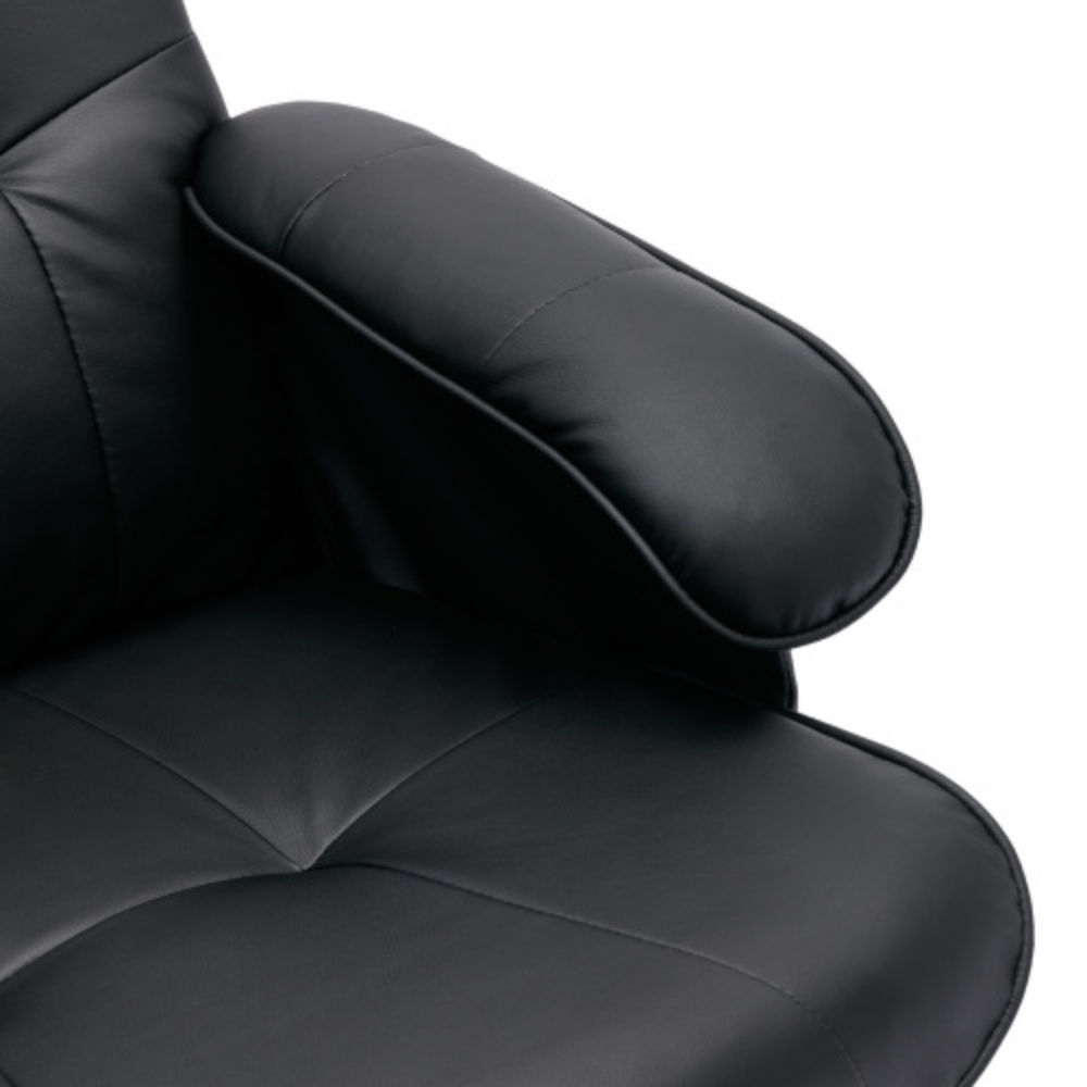 Faux Leather Beige Swivel Recliner Chair with Ottoman and Wood Base O615625