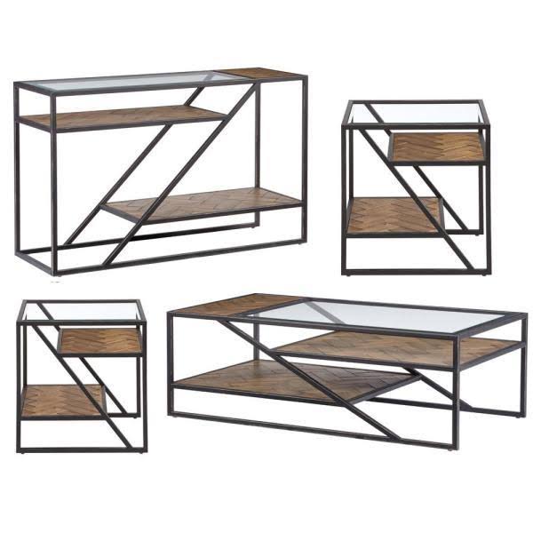 Fir Parquet Square Lamp Table L57859