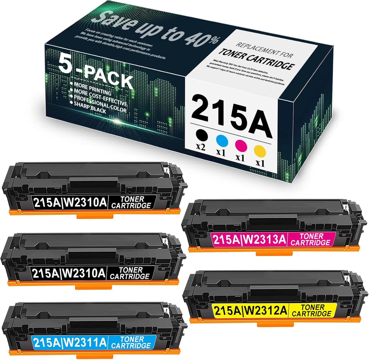 5 Pack Compatible Toner Cartridge for HP Color Pro MFP M183fw Printer X9903