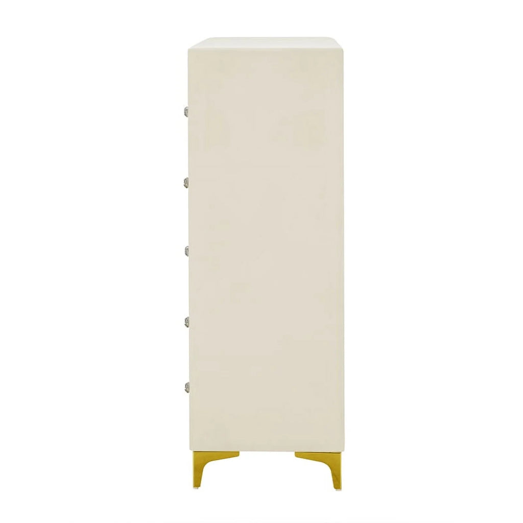 Cream Velvet Upholstered 5-Drawer Chest T723861