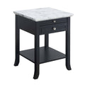 White Faux Marble End Table with Drawer K237
