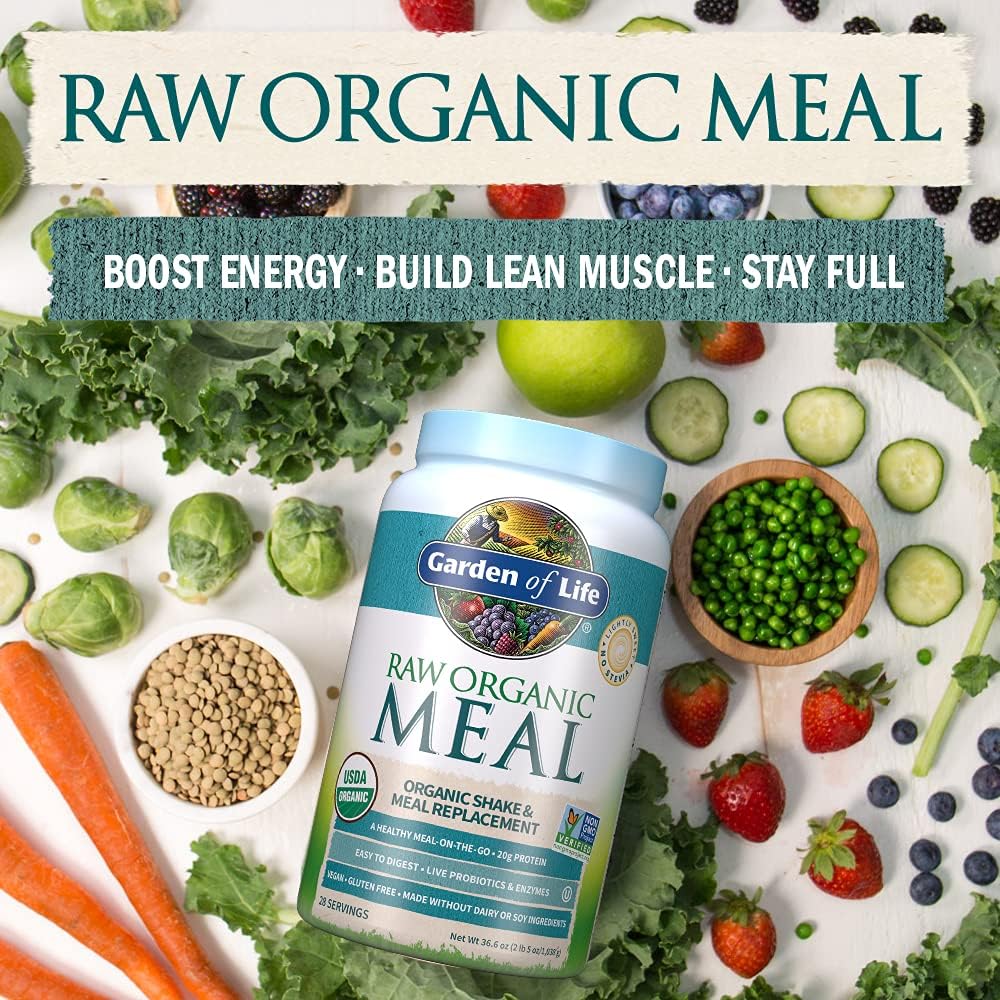 Organic Raw Plant Based Protein Powder, Lightly Sweet, Vegan, Gluten-Free, 36.6oz Pack of 2 W9881