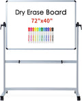 Double-Sided Magnetic Mobile Whiteboard 72 x 40 Inches with Aluminium Frame and Stand W373512