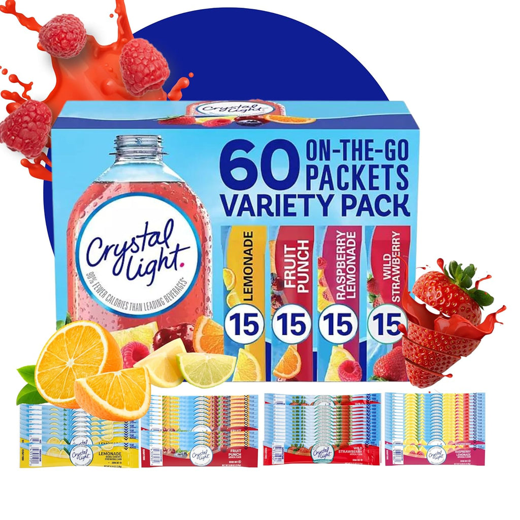 60 Flavored Drink Mix Packets Variety Pack S7063