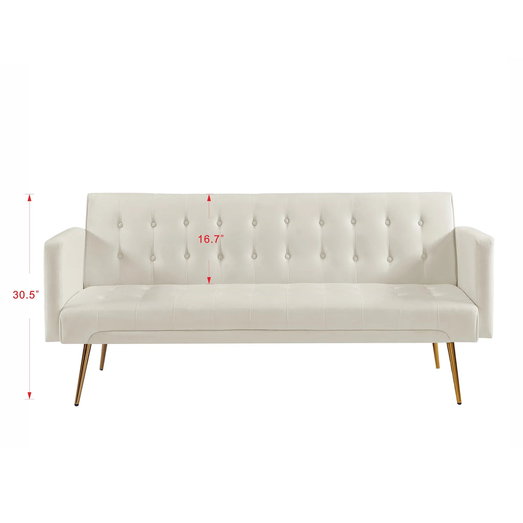 Velvet Convertible Sofa Bed with Metal Legs L566684