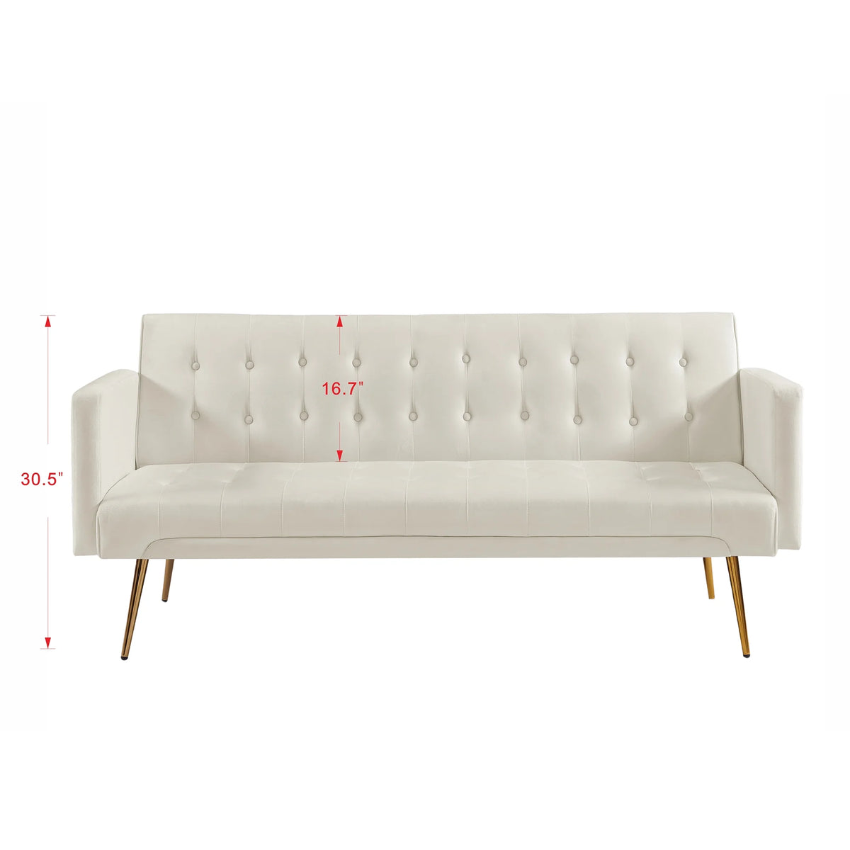 Velvet Convertible Sofa Bed with Metal Legs L566684