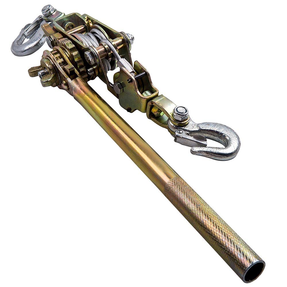 2 Ton Heavy Duty Hand Puller with Cable Rope Hooks 4400LB Metal Gear Pack of 2 P7576