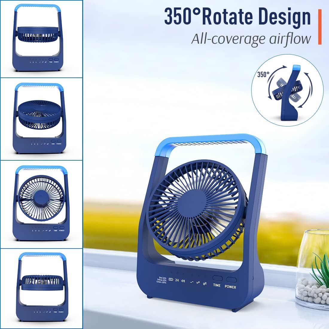 Rechargeable Battery Operated Fan 20000mAh 3 Speed 360°Rotation L18850