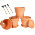 4 Pack 3 Inch Terracotta Pots with Saucer W226