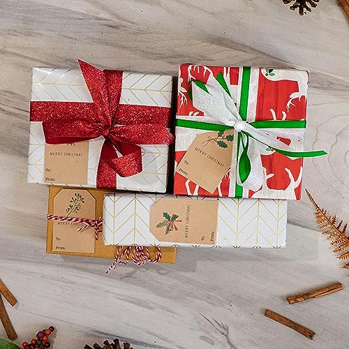 Kraft Holiday Gift Tag Stickers 2 x 3 Inch 25 Labels B845
