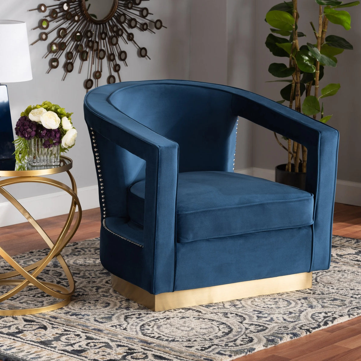 Grey Velvet and Metal Armchair L1272