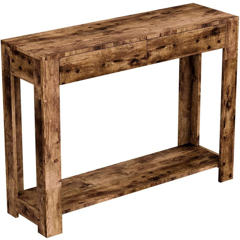 40"L 2-Drawers 1-Shelf Brown Reclaimed Wood Console Table H4882