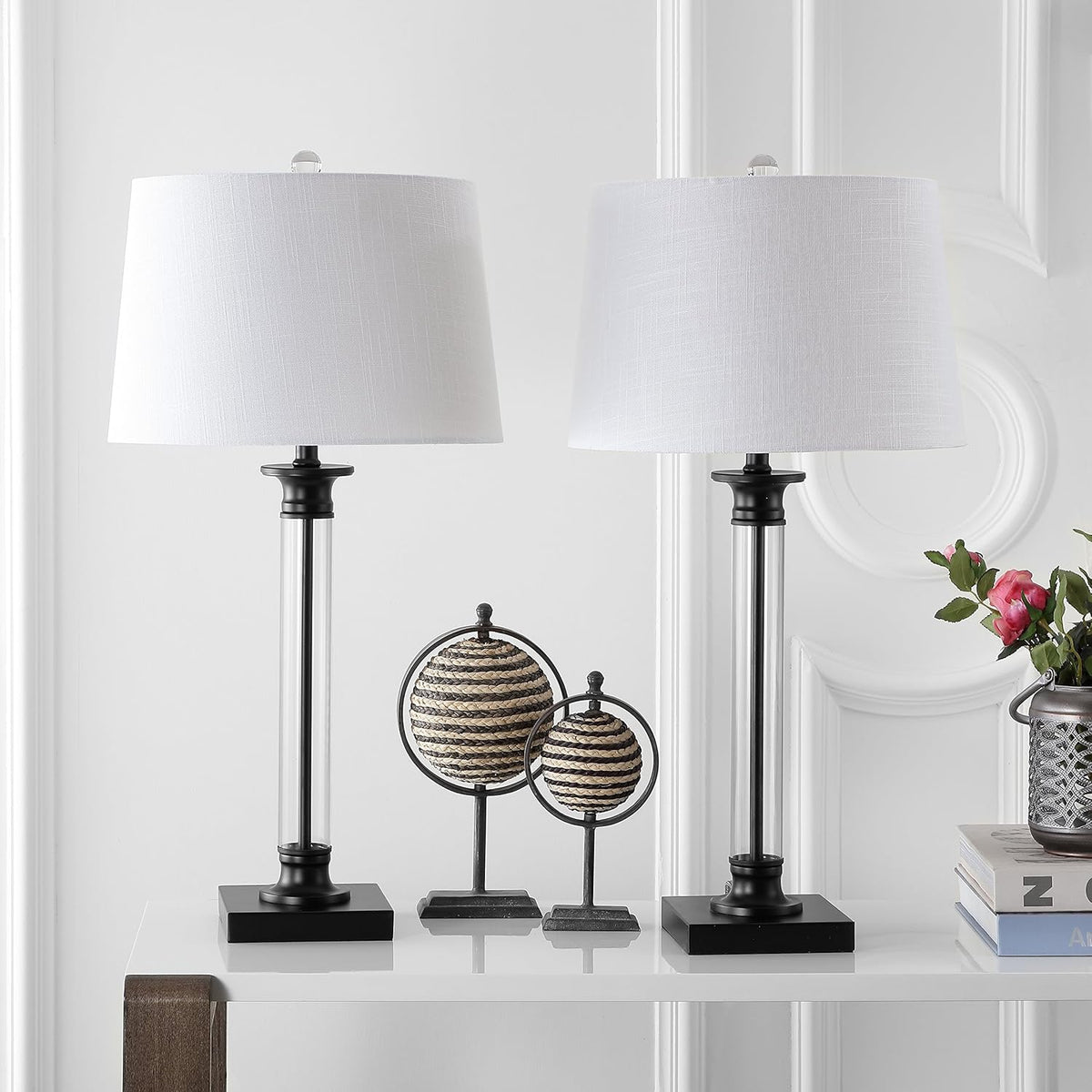 Black/Clear Glass and Metal LED Table Lamp Set of 2 J52494